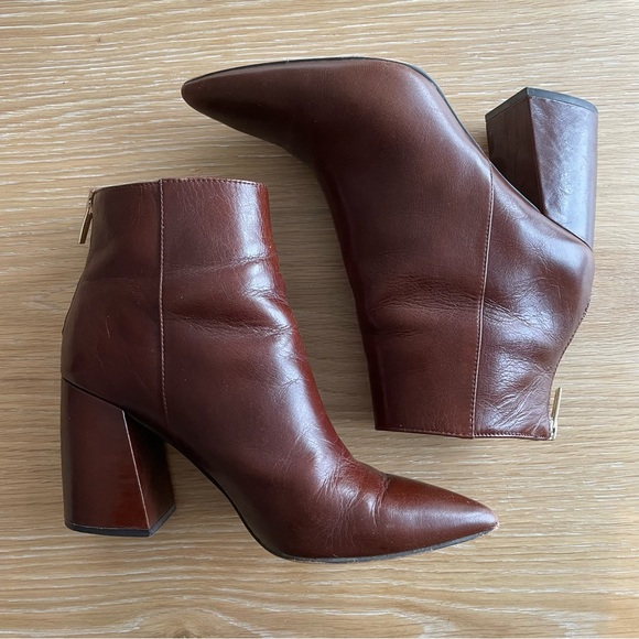 Vince Camuto Brown Leather Ankle Booties - Picture 4 of 6